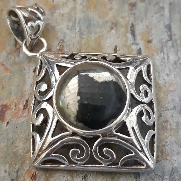 Pyrite in Magnetite Sterling Silver Pendant - Picture 3 of 8